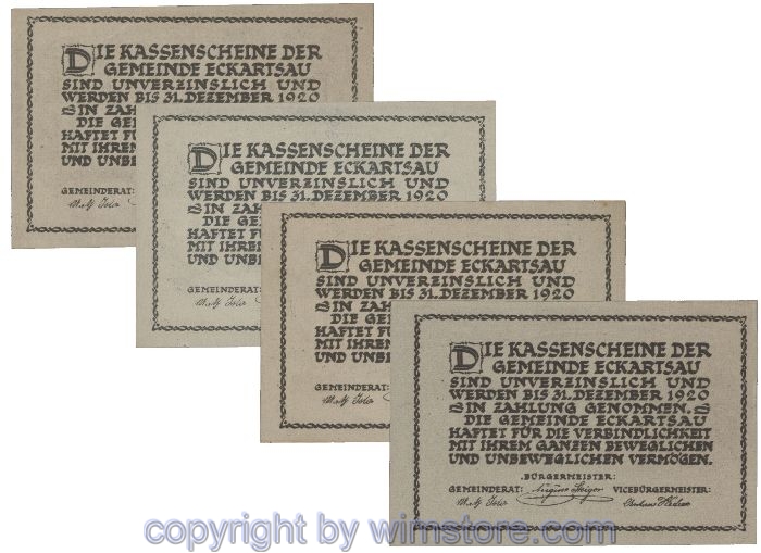 Eckartsau, G0149Ia, Serie 20, 30, 50, 80 Heller; 1-