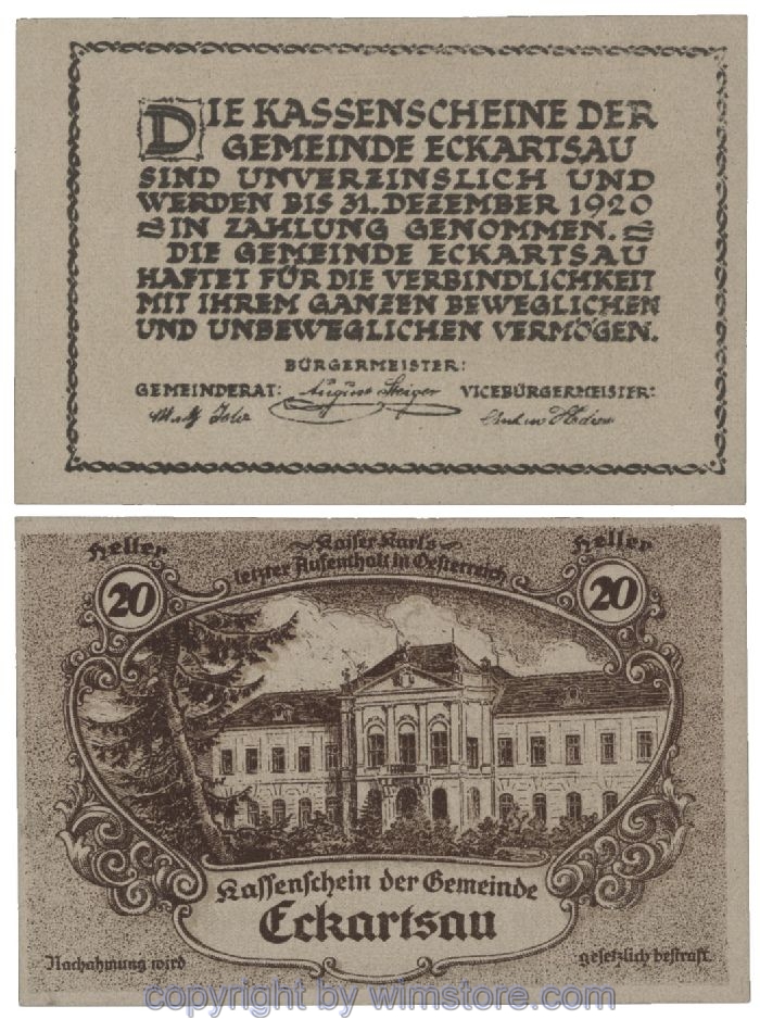 Eckartsau, G0149Ia, 20 Heller; 1