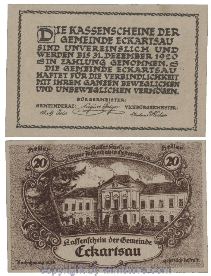 Eckartsau, G0149Ia, 20 Heller; 1-