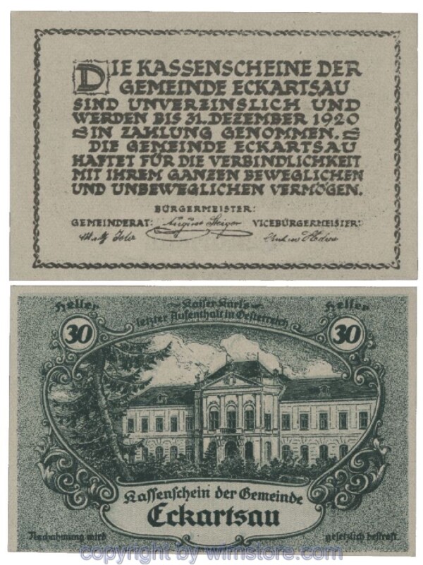 Eckartsau, G0149Ia, 30 Heller; 1-
