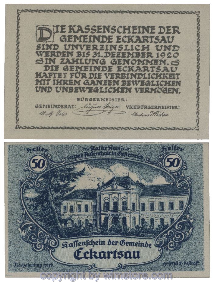 Eckartsau, G0149Ia, 50 Heller; 1