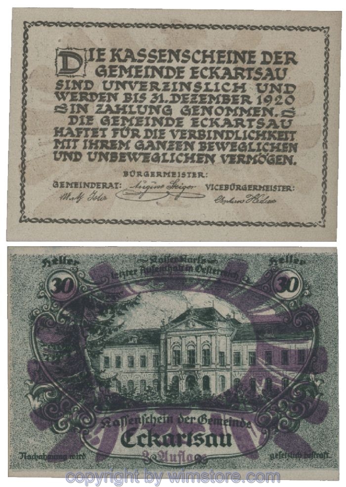 Eckartsau, G0149IIu, 30 Heller; 1-