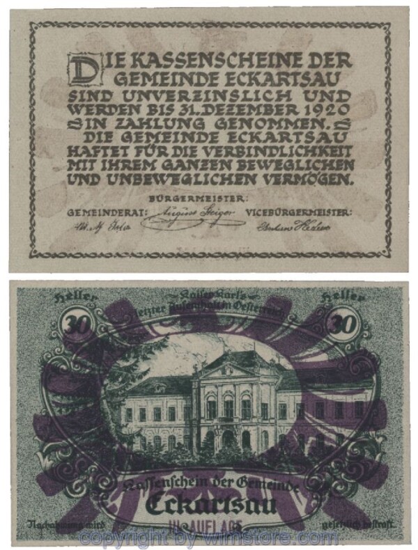 Eckartsau, G0149IIIu, 30 Heller; 1