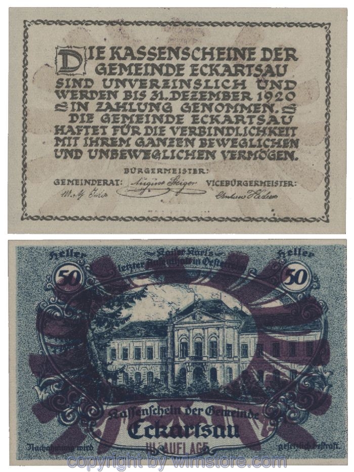 Eckartsau, G0149IIIu, 50 Heller; 1