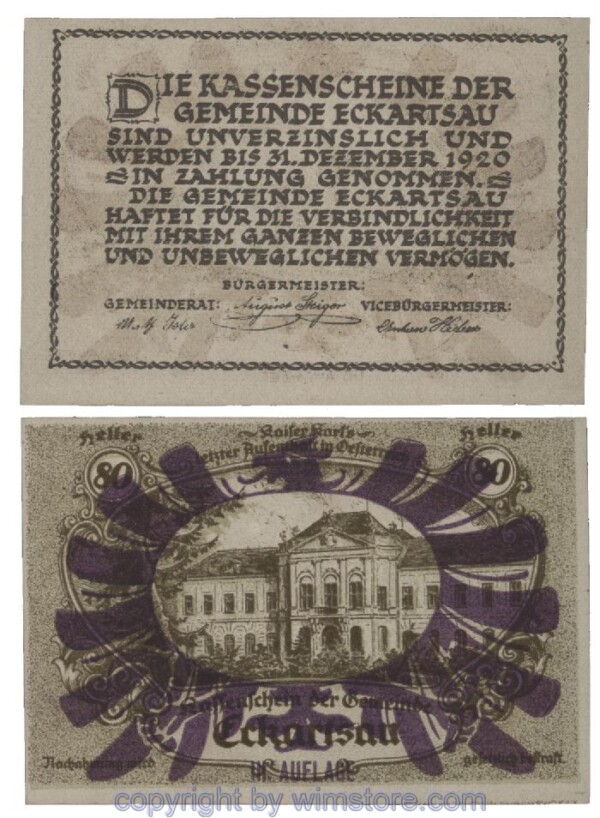 Eckartsau, G0149IIIu, 80 Heller; 1