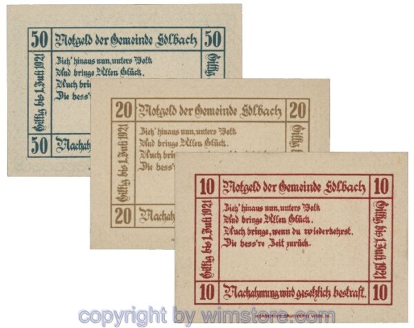 sn102840a Edlbach, G0150a, Serie 10, 20, 50 Heller; 1