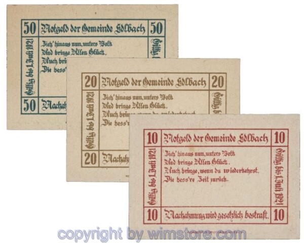 sn102841a Edlbach, G0150a, Serie 10, 20, 50 Heller; 1-