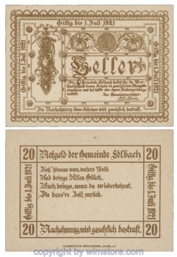 Edlbach, G0150a, 20 Heller; 1
