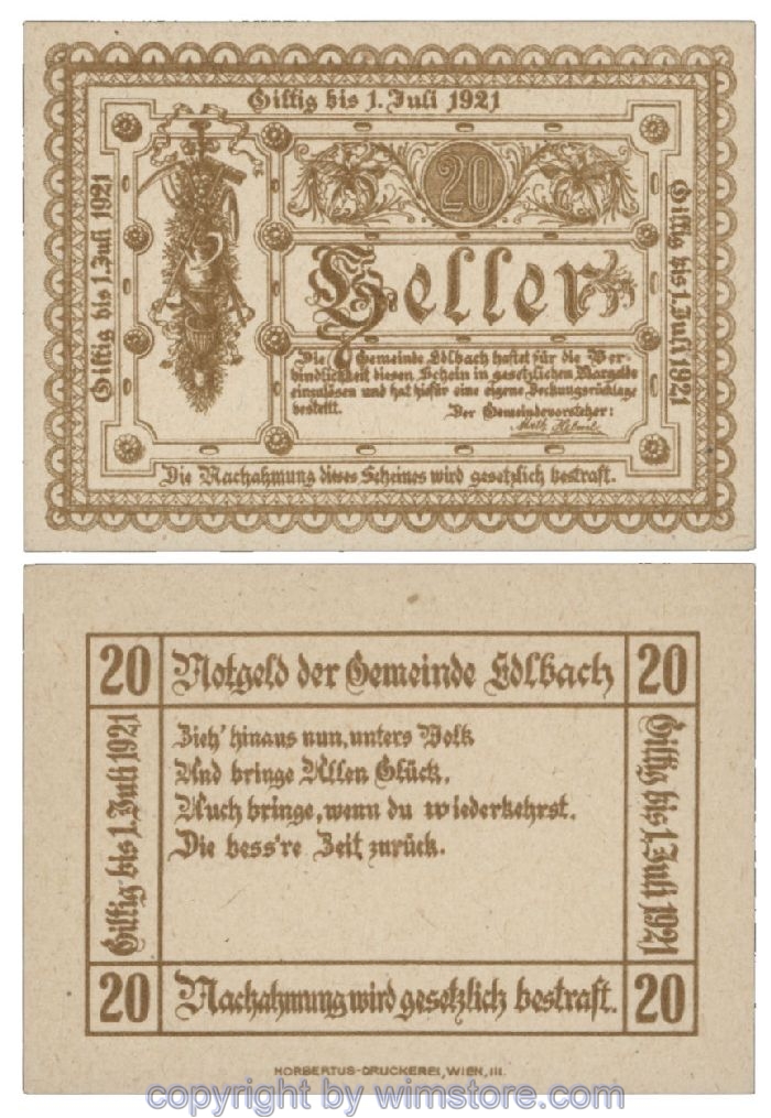 Edlbach, G0150a, 20 Heller; 1