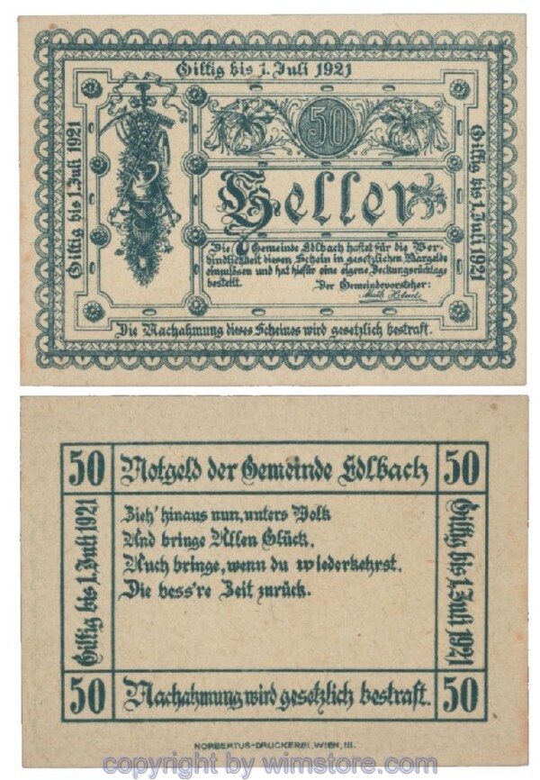 sn102846 Edlbach, G0150a, 50 Heller; 1