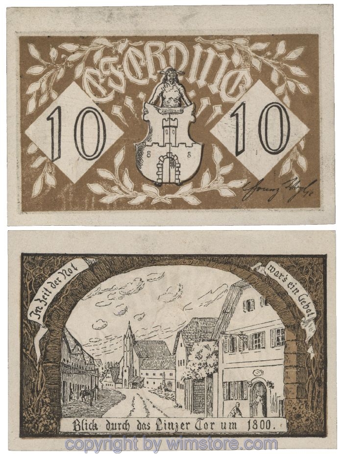 Eferding, G0152I10a, 10 Heller, Fehldruck; 1-2