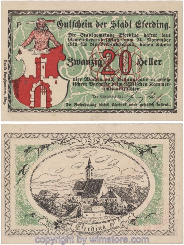 sn102959 Eferding, G0152I20b, 20 Heller, P; 1-
