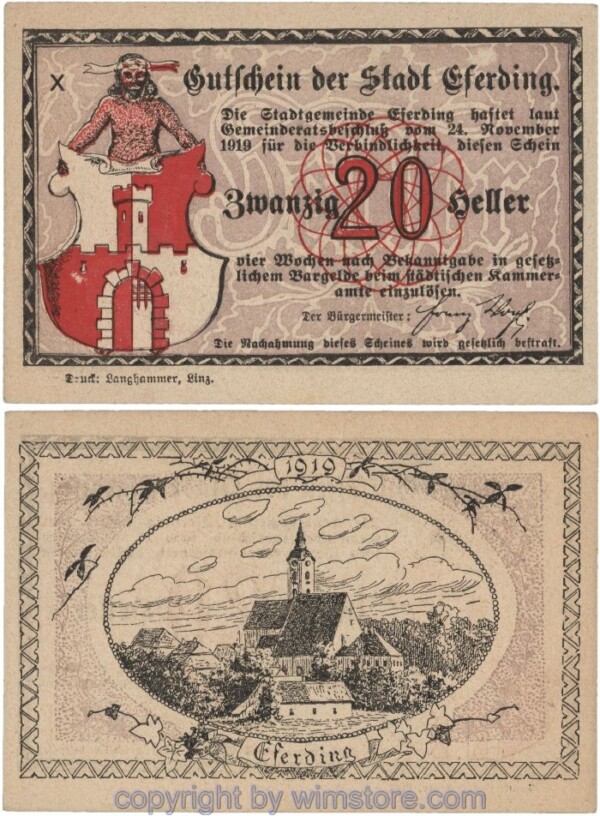 sn102980 Eferding, G0152I20b, 20 Heller, X; 2