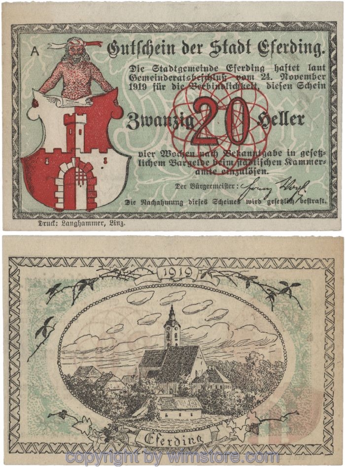 sn102986 Eferding, G0152I20c, 20 Heller, A; 2