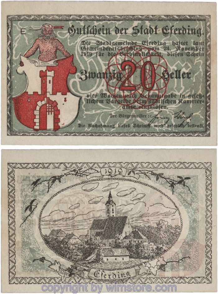 sn102993 Eferding, G0152I20c, 20 Heller, E; 1-