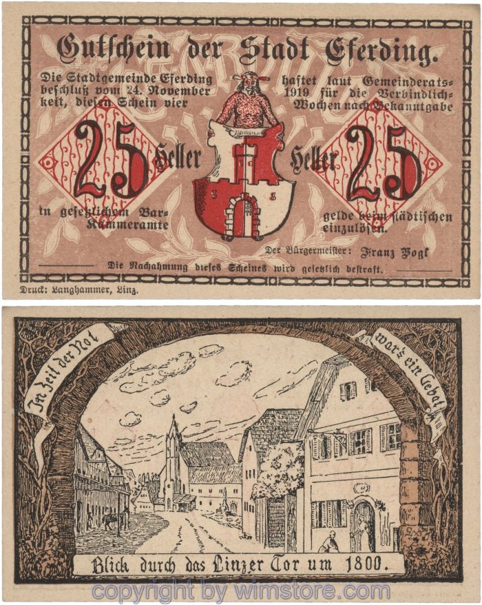 Eferding, G0152I25lA, 25 Heller; 1-