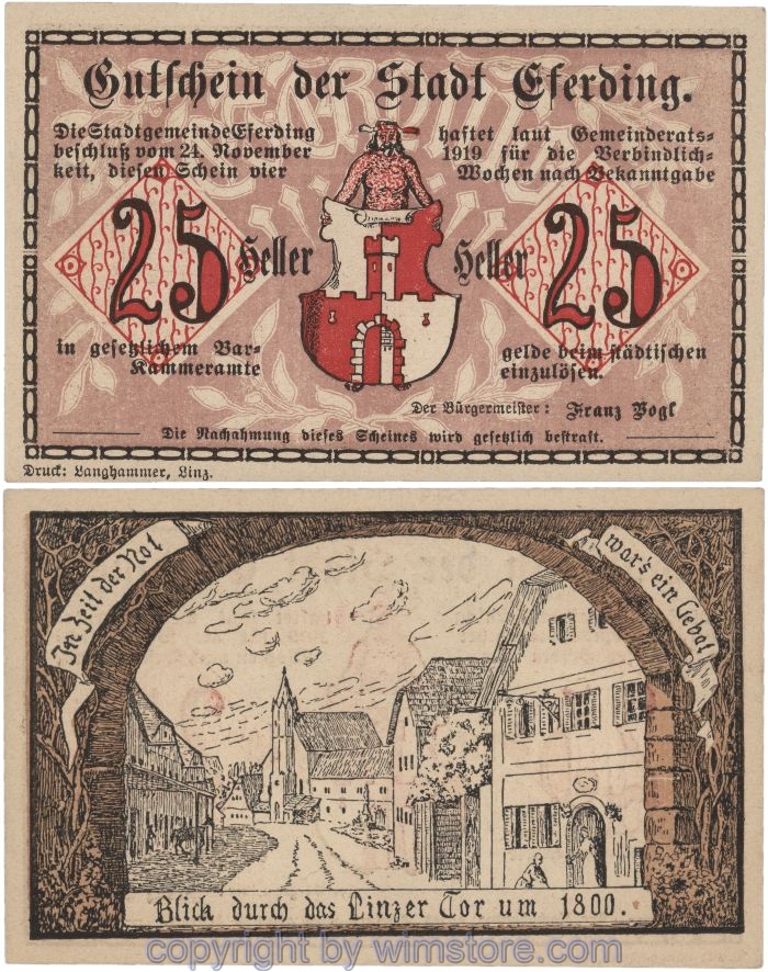 Eferding, G0152I25lB, 25 Heller; 1