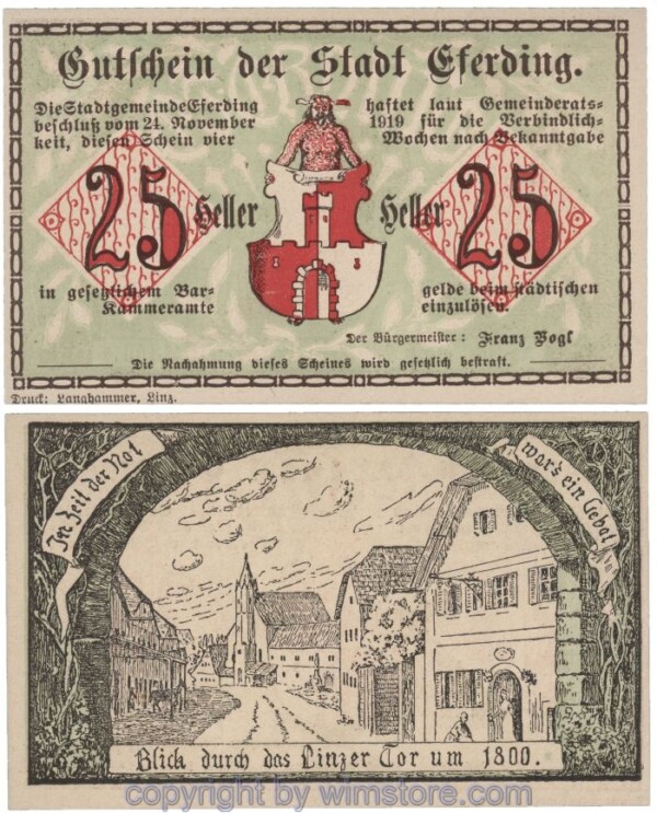 Eferding, G0152I25pB, 25 Heller; 1