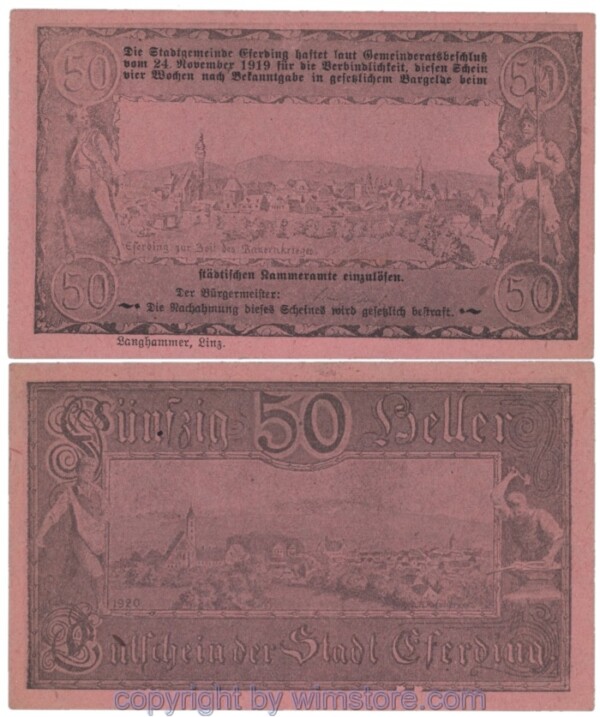 Eferding, G0152I50g2, 50 Heller; 1-2