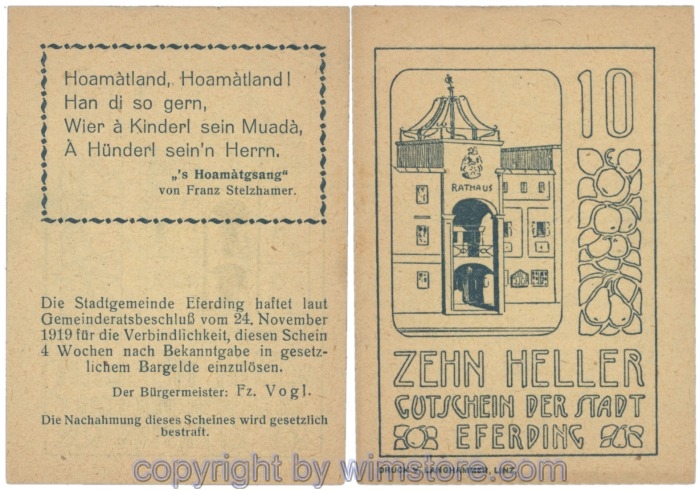 sn103140 Eferding, G0152II10Aaa, 10 Heller; 2