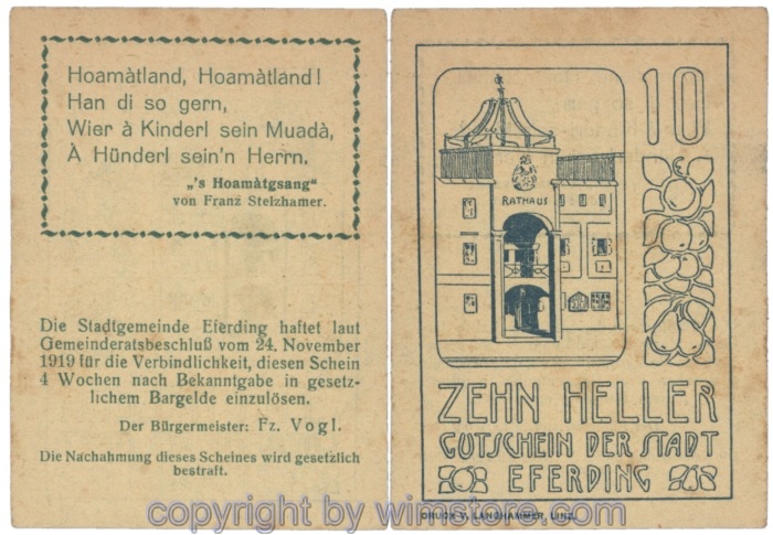 sn103142 Eferding, G0152II10Aada, 10 Heller; 2-