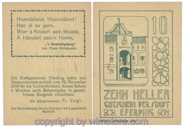 Eferding, G0152II10Aadd, 10 Heller; 1-2