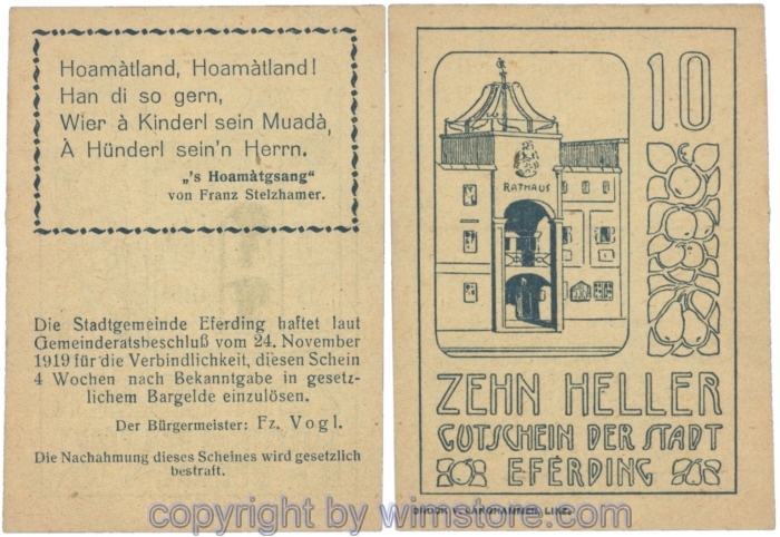 sn103169 Eferding, G0152II10Baaa, 10 Heller; 1-