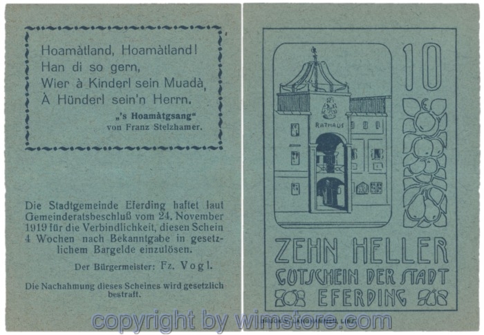sn103178 Eferding, G0152II10Bbaa, 10 Heller; 1-2