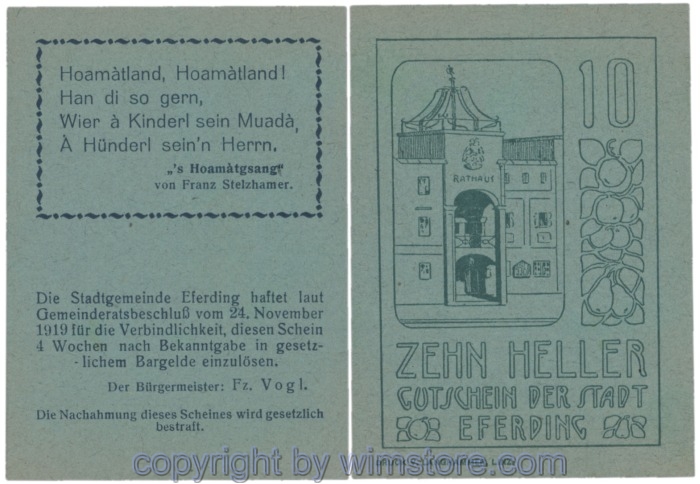 sn103179 Eferding, G0152II10Bbad, 10 Heller; 1-