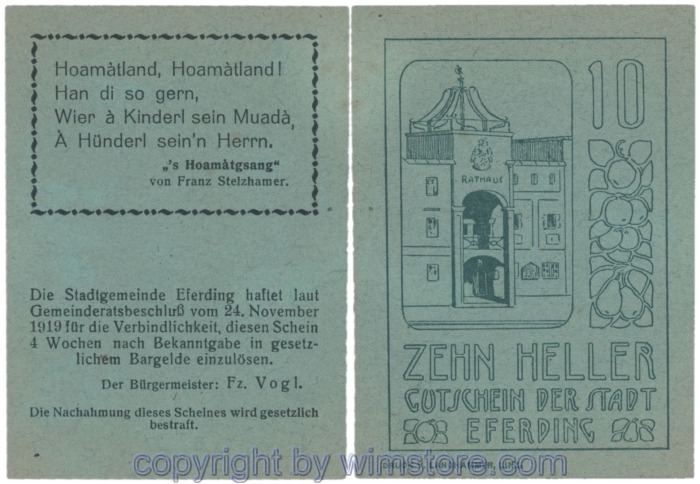 sn103182 Eferding, G0152II10Bbfd, 10 Heller; 1-