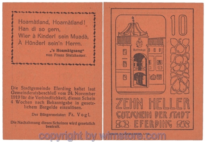 sn103199 Eferding, G0152II10Dcdd, 10 Heller; 1-