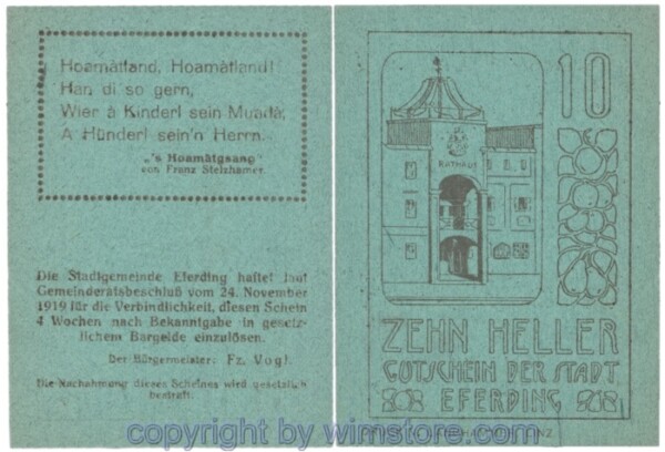 Eferding, G0152II10Gcbb, 10 Heller; 1