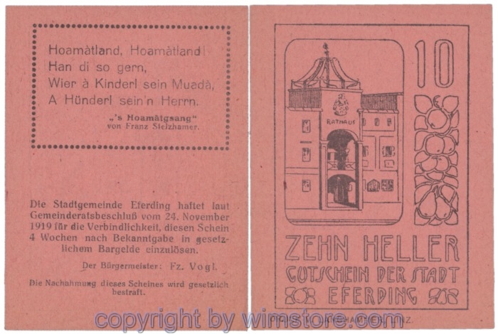 sn103211 Eferding, G0152II10Gdcc, 10 Heller; 1-