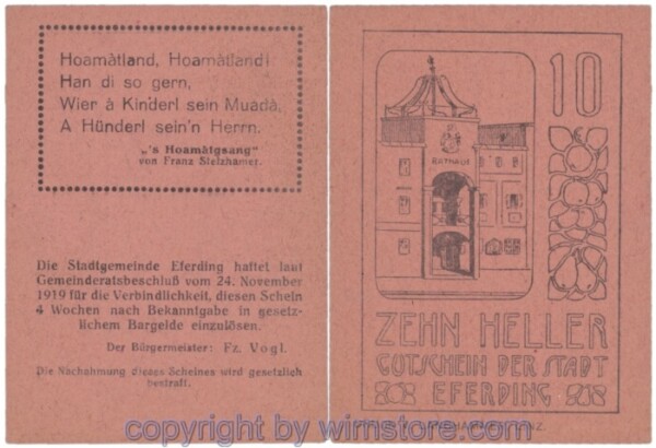 Eferding, G0152II10Gdcc, 10 Heller; 1-2