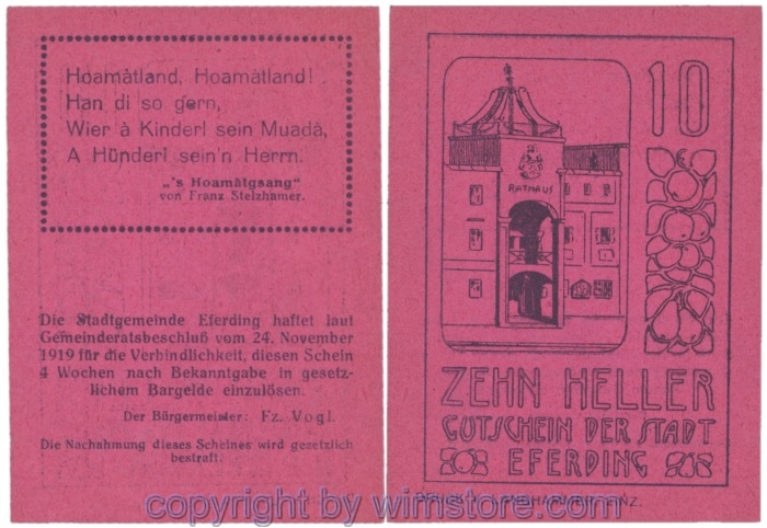 sn103216 Eferding, G0152II10Gegg, 10 Heller; 1-