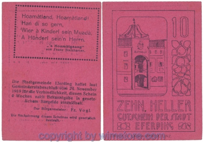 sn103218 Eferding, G0152II10GeggF, 10 Heller; 1-2
