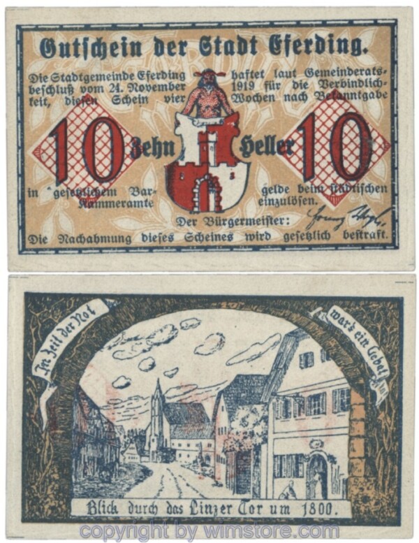 Eferding, G0152III10bA, 10 Heller, Abart; 1-