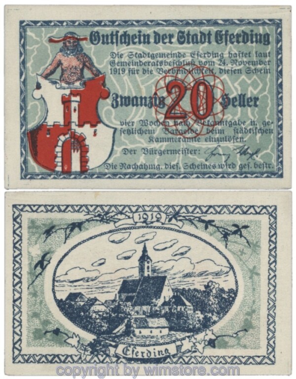 Eferding, G0152III20eA, 20 Heller, Abart; 1