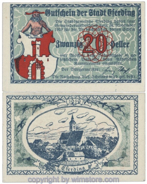 Eferding, G0152III20eA, 20 Heller, Abart; 1