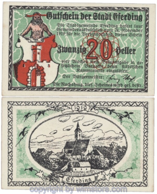 sn103237 Eferding, G0152III20g1, 20 Heller; 2