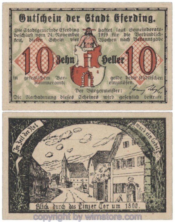 sn103257 Eferding, G0152III10c, 10 Heller; 1-