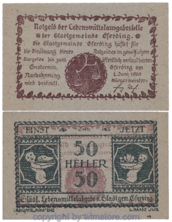 Eferding, G0152ViA, 50 Heller, Abart; 1-
