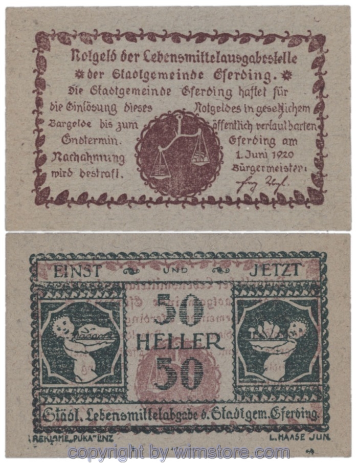 Eferding, G0152ViA, 50 Heller, Abart; 1-