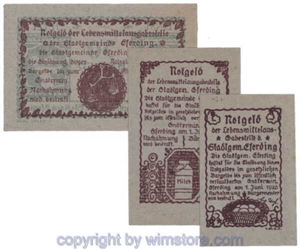 Eferding, G0152Vi, Serie 15, 30, 50 Heller; 1-2
