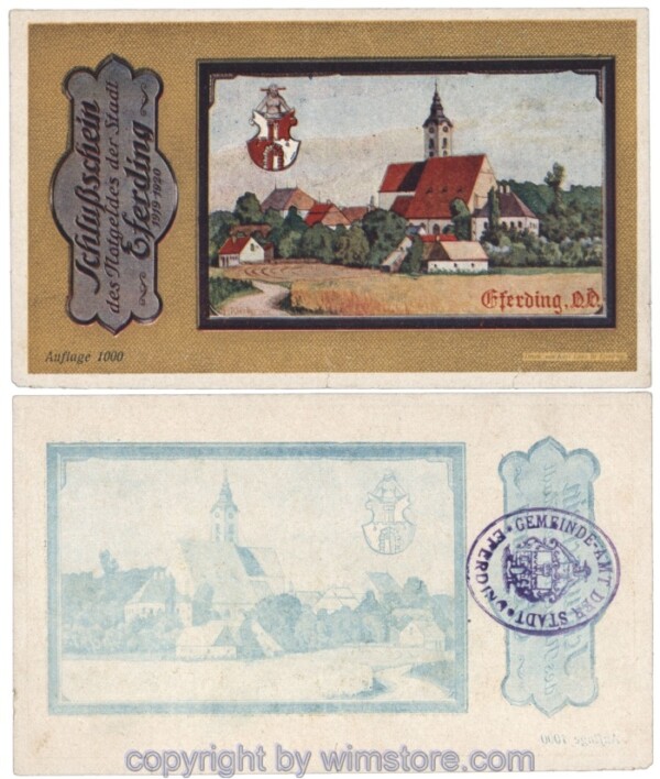 Eferding, G0152VIIbGA, Schlussschein Golddruck, Abart; 2