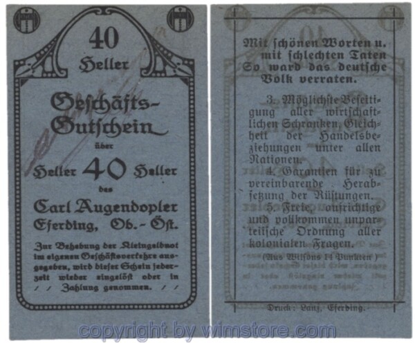 Eferding, Prv. Karl Augendopler, J153IIIBb2, 40 Heller; 1