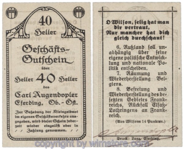 Eferding, Prv. Karl Augendopler, J153IIICa3, 40 Heller; 1