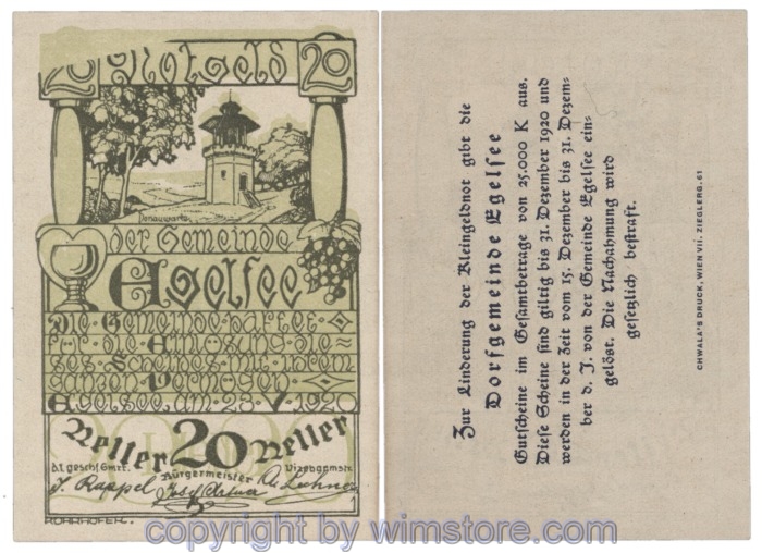 Egelsee, J158aF, 20 Heller, Fehldruck; 1-