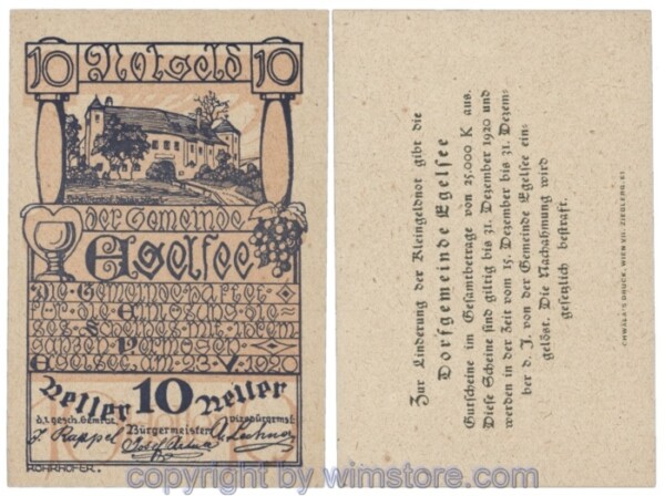Egelsee, J158c34, 10 Heller; 1-