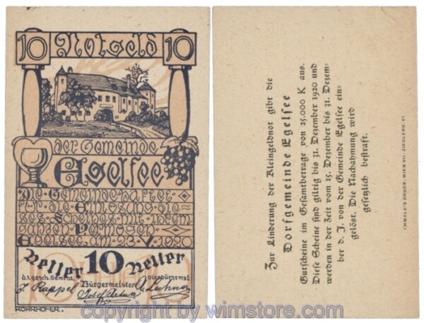Egelsee, J158c34, 10 Heller; 2